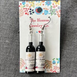 Wine Bottle Earrings - Black and Silver